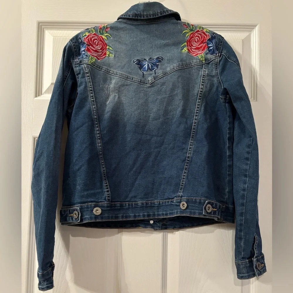 Baccini gorgeous embroidered denim jacket size M - Picture 4 of 9